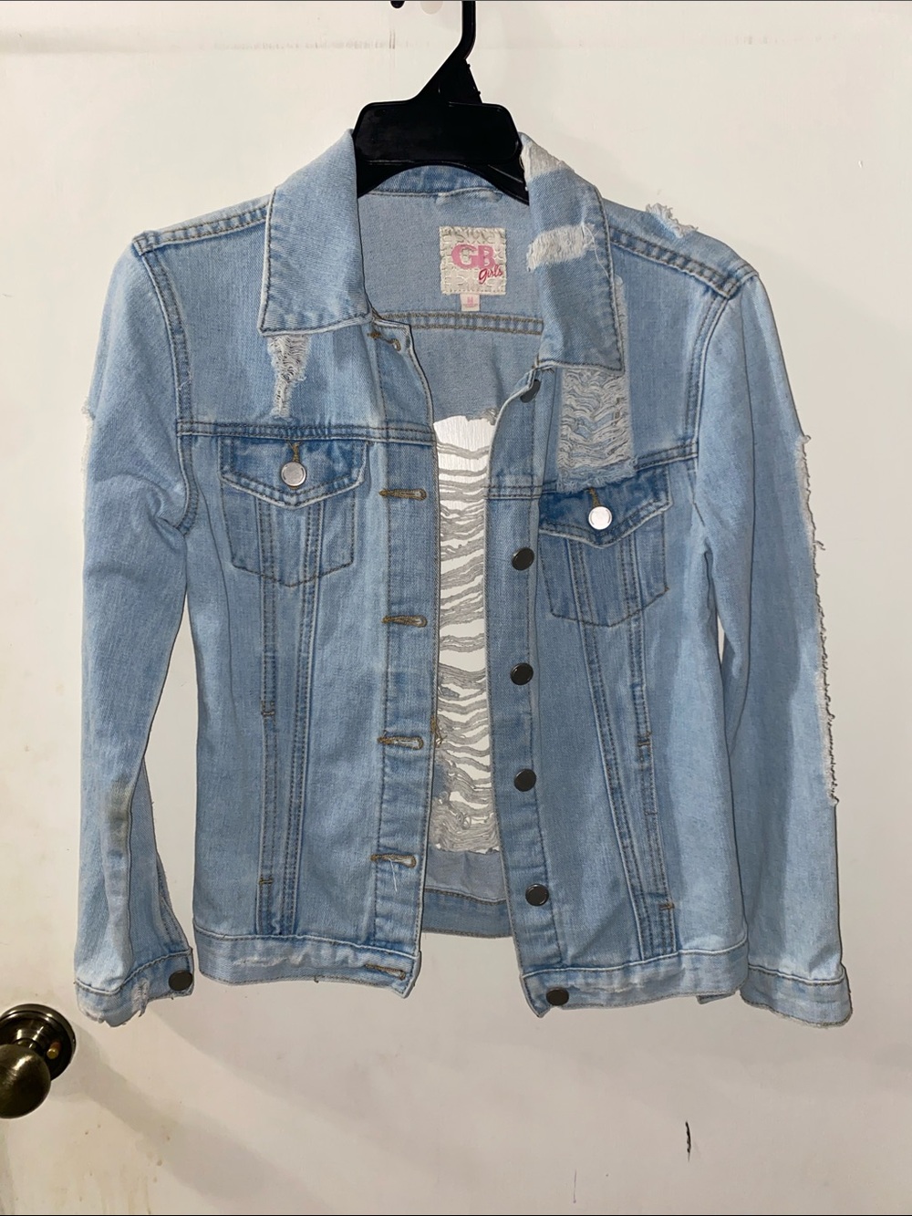GB girls Light Blue Distressed Denim Jacket